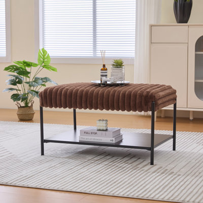 Footstool with Wooden Open Storage Shelf by Mercer41