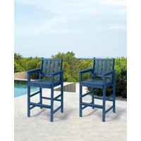 SeeHill Adirondack Bar Chair Set of 2, HDPE Tall Adirondack Chairs Bar Stools with Footrest, Outdoor Bar Height Stool Chair Set, HDPE Patio Barstools