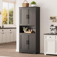 70 Inch Tall Kitchen Pantry Cabinet, Freestanding Storage Cabinet With 4 Doors And Adjustable Shelves by Gracie Oaks