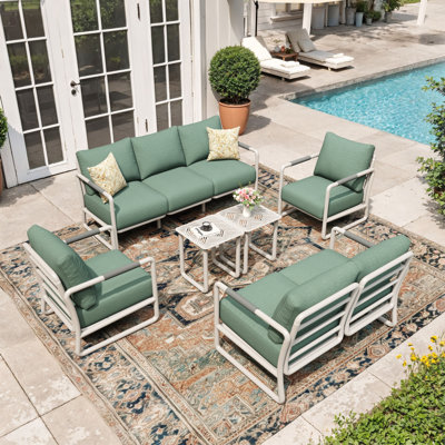 7 - Person Aluminum Patio Conversation Sets with Cushions by Latitude Run