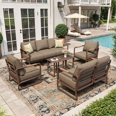 7 - Person Aluminum Patio Conversation Sets with Cushions by Latitude Run