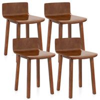 Dining Chairs with Acacia Wood Legs Curved Seat & Low Back for Home by George Oliver