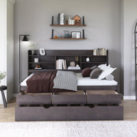 Wood Captain Bed With Trundle,Drawers