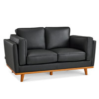Napa Leather Couch, Leather Loveseat Sofa for Living Room, Leather Office Couch, Solid Wood Accent by George Oliver