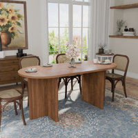 70.8 Inch Dining Table For 4-6 People, Unique Oval Kitchen Table With Triangular Support Base, Rounded Edges, Nylon Protective Foot Pads, Perfect For by Ivy Bronx