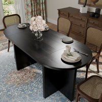 70.8 Inch Dining Table For 4-6 People, Unique Oval Kitchen Table With Triangular Support Base, Rounded Edges, Nylon Protective Foot Pads, Perfect For by Ivy Bronx