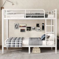 Metal Bunk Bed for Teens & Adults, Space-Saving Noise-Reducing Frame, No Box Spring, White Finish by Ivy Bronx