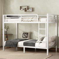 Metal Bunk Bed for Teens & Adults, Space-Saving Noise-Reducing Frame, No Box Spring, White Finish by Ivy Bronx