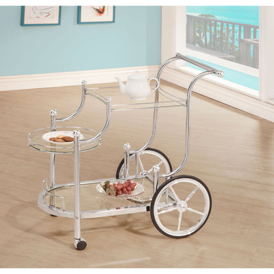 Reia Chrome 3-Tier Serving Cart with Casters by Wrought Studio