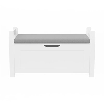 Kids Toy Box Chest, White Rubber Wood Toy Box For Boys Girls
