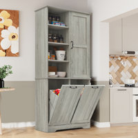 Kitchen Pantry Cabinet With Tilt-Out Cabinet , Adjustable Shelf,Freestanding Style by Latitude Run