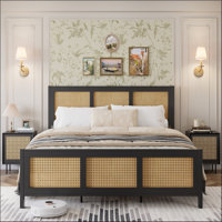 Bed Frame with Headboard, Bohemian Platform Bed Frame with Strong Metal Slats Support, No Box Spring Needed, Noise-Free Design by Bay Isle Home