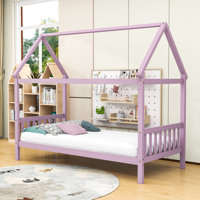 Twin Wood House Bed With Slats by Harper Orchard