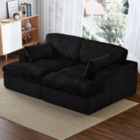 Geier Deep Seat Indoor Chaise Longue, Corduroy Upholstered,Double Chaise by Mercer41