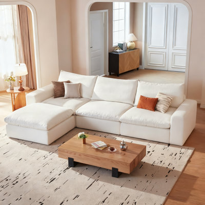 110" Comfy Cloud Couch Modular Sectional Sofa For Living Room, Modern Sofa Sleeper, Wide & Deep Couches With Storage Ottoman by Latitude Run