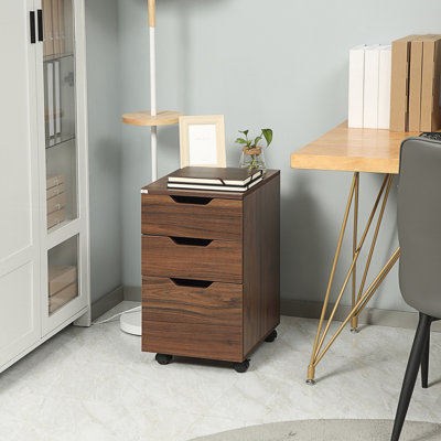 Accent Cabinet, 3 Drawer Office Storage Cabinet, Under Desk Cabinet With Wheels by Wrought Studio