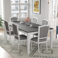 Rustic And Functional 7-Piece Extendable Dining Table Set With Removable Leaf, Upholstered Chairs, And Built-In Drawers For Family Gatherings And Ente by Alcott Hill