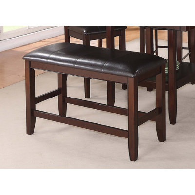 Farmhouse Style 1Pc Brown Espresso Counter Height Bench by Lark Manor