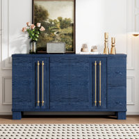 Sideboard Buffet Cabinet With Storage, Wood Sideboard With Adjustable Shelves And Gold Handles For Kitchen, Dining Room And Living Room