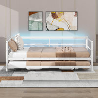 Twin Size Daybed With Trundle, Heavy Duty Metal Day Bed With Pop Up Trundle Guest Bed