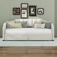 Twin XL Daybed With Storage Drawers & Trundle, Upholstered Extendable Daybed With LED Lights by Latitude Run