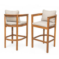 Outdoor Barstool With Beige Cushion Set Of 2 by Rosecliff Heights