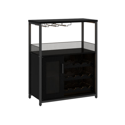 Wine Bar Cabinet with Wine Racks, Glass Holders & Mesh Door by Latitude Run