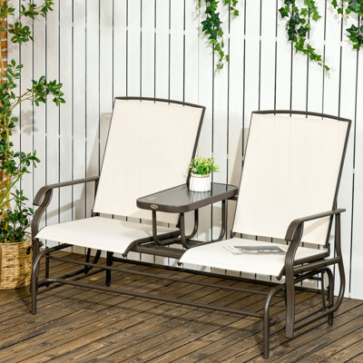 Outdoor Glider Bench with Center Table by One Allium Way