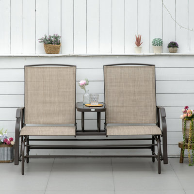 Outdoor Glider Bench with Center Table by One Allium Way