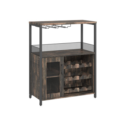 Wine Bar Cabinet with Wine Racks, Glass Holders & Mesh Door by Latitude Run