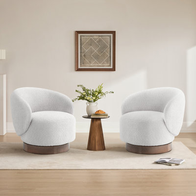 Modern Swivel Barrel Chairs With Wood Base