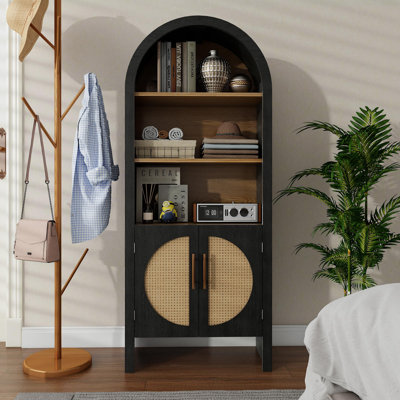 60" Arched Cabinet with Rattan Doors by Bay Isle Home