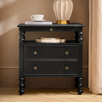 Aristidh Traditional 26"W 2-Drawer End Table with Charging Station and Pull-Out Shelf and Easy Assembly by Lark Manor