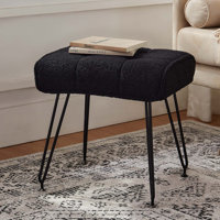 Teddy Fleece Upholstered Vanity Stool with Metal Legs by George Oliver