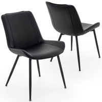Dining Chairs Set Of 2, PU Leather Modern Armless Kitchen Dining Room Chairs, Upholstered Accent Side Chairs With Metal Legs by George Oliver