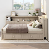 Full Size Wood Daybed with Storage Shelves and Trundle by Gracie Oaks