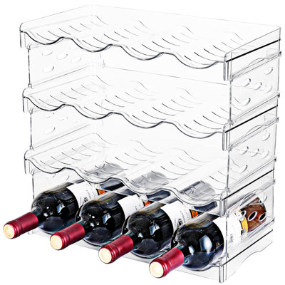 Stackable Wine Rack,Wine Bottle Holder For Inside Cabinet,For Pantry,Refrigerator,Countertop Organization-4 Tiers For 16 Bottles
