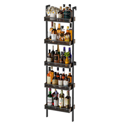 5-Tier Freestanding Wine Racks: 50 Bottles Wine Rack Shelf Wall Mounted With Fences, Wines Bottle Holder Display Shelf, Liquor Storage For Kitchen, Di by 17 Stories