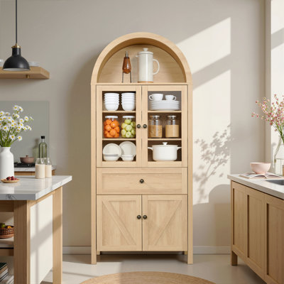 Tall Multi-Shelf Storage Cabinet With Retro Arch Design