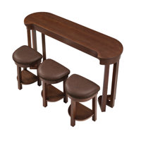 60 In. Solid Wood Bar Bar Set With 3 Upholstered Stool