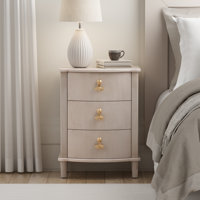 Elegant 3-Drawer Nightstand With Gold Leaf Handles by Lark Manor