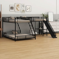 L Shaped Twin Over Full Bunk Bed With Twin Size Loft Bed And Built-In Desk, Metal Triple Beds With Ladder And Slide by Isabelle & Max