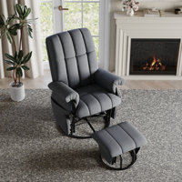360°Swivel Glider Rocking Recliner Chair With Ottoman by Ebern Designs