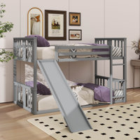 Twin-Over-Twin Bunk Bed Featuring Exciting Slide & Sturdy Climbing Ladder by Harriet Bee