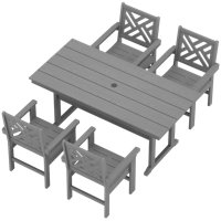 Outdoor Patio All Weather HDPE Dining Set Outdoor Patio All Weather Poly Dining Set Rectangular Table Poly Outdoor Chair by Winston Porter