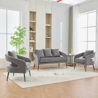 3 - Piece Upholstered Velvet Living Room Set With Metal Legs