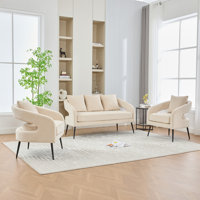 3 - Piece Upholstered Velvet Living Room Set With Metal Legs by Mercer41