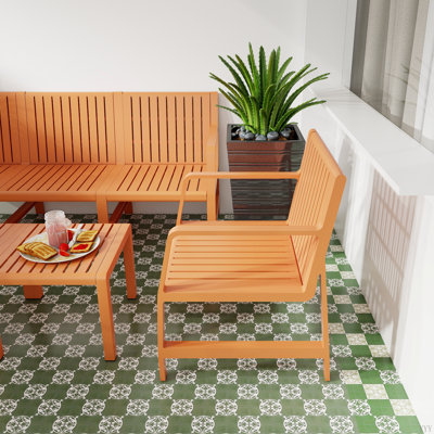 5-Piece Indoor/Outdoor Furniture Set - 3-Seater Sofa ,2 Chairs & 2 Coffee Tables Waterproof PP - Easy Assembly Patio Conversation Set by Corrigan Studio