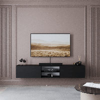 Waco 71" Wall-Mounted TV Stand with 2 Doors and Open Media Shelf, Manufactured Wood by Ebern Designs