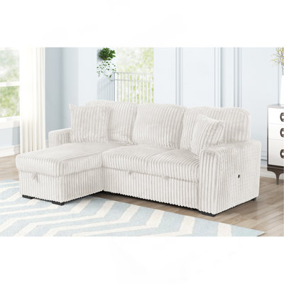 Plush Sectional Sofa W/ Pull Out Sleeper Made With Velvet Fabric by Everly Quinn